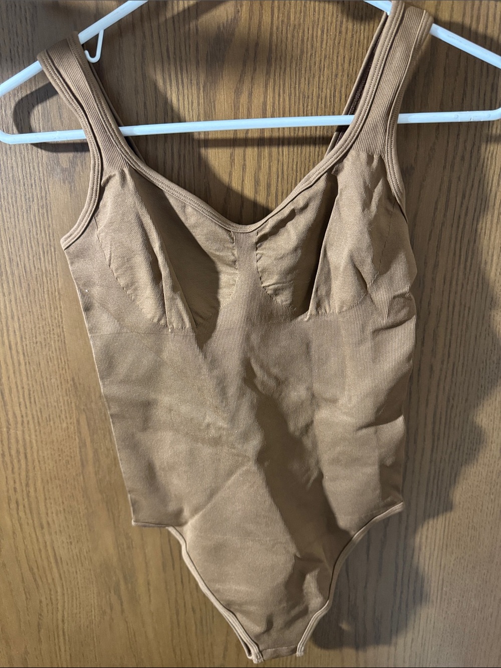 Women's Brown Seamless Scoop-Neck Bodysuit